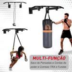 Barra de Elevações para Parede Treinamento Muscular Pull Up para Casa Carga Máxima 150kg 93,5x65x17 cm Preto