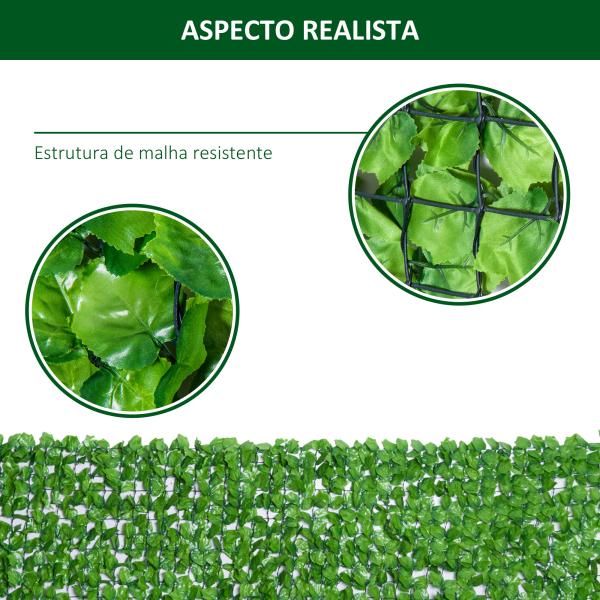 Vedação Artificial em Rolo 3m Vedação de Privacidade para Balcão Jardim Exterior Planta Decorativa de Parede PE Verde