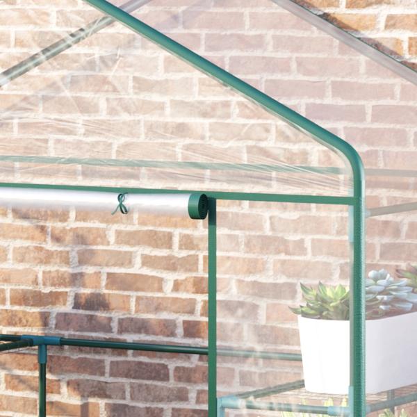 Estufa de Jardim com 8 Prateleiras Cobertura de PVC e Estrutura de Aço 143x73x195 cm Transparente e Verde