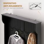 Móvel Cabide de Entrada com Banco Armário de Entrada com Cabide 5 Ganchos e Espaço de Armazenamento 96x34x179,7 cm Preto