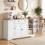 Aparador de Cozinha com Gaveta, Prateleiras nas Portas Prateleiras Ajustáveis Bar de Café 138x40x83,5 cm Branco