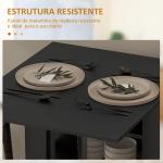 Mesa de Cozinha com Laterais Dobráveis Mesa de Refeição com 2 Rodas e Prateleiras Estilo Moderno 120x60x75 cm Preto