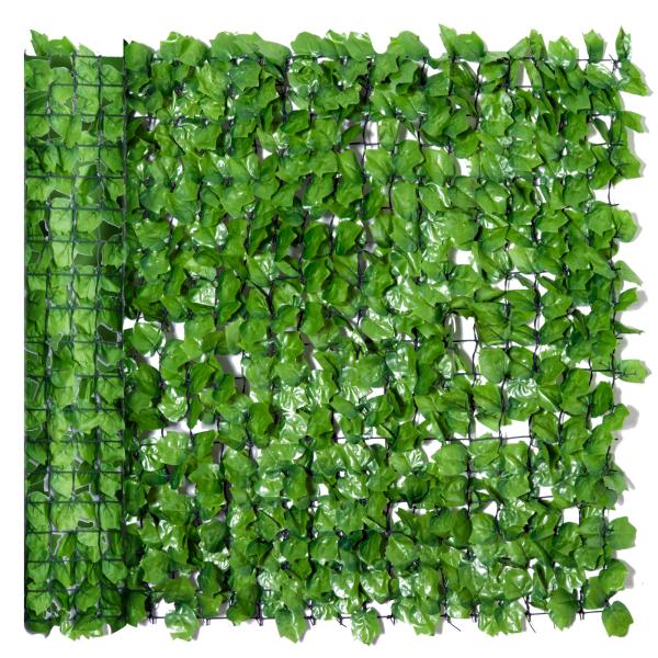 Vedação Artificial em Rolo 3m Vedação de Privacidade para Balcão Jardim Exterior Planta Decorativa de Parede PE Verde