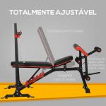 Banco de Musculação Multifuncional Banco de Pesos com Encosto Reclinável e Suporte de Barras Ajustável 180x110x126 cm Preto