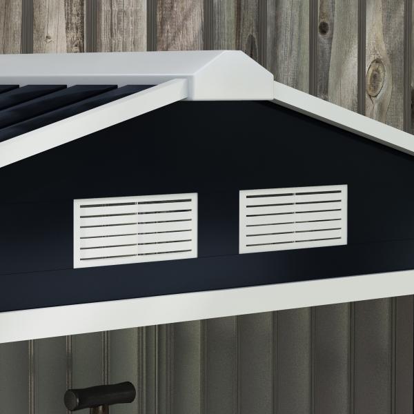 Abrigo de Jardim 213x130x185cm Abrigo de Jardim Metálico de Exterior com 2 Portas Deslizantes e 4 Janelas Cinza Escuro