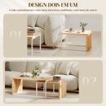 Conjunto de 2 Mesas de Centro com Pés de Metal Estilo Industrial 90x48x42 cm e 59x42x36 cm Branco e Madeira