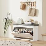 Banco Sapateira Moderno com Assento Acolchoado Prateleira Ajustável para 8 Pares de Sapatos 80x30x50 cm Branco