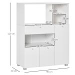 Aparador Auxiliar para Microondas Buffet de Cozinha com 2 Armários com Portas 1 Gaveta e Prateleiras de Armazenamento 90x40x120cm Branco