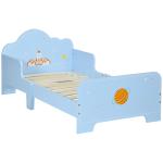 Cama para Crianças de 3 - 6 Anos 143x74x59cm Cama Infantil de Madeira com Barreiras de Proteção Azul
