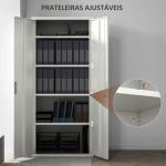 Armário para Arquivos de 5 Níveis com Chaves Prateleiras Ajustáveis Armário de Arquivos Metálico 80x40x180 cm Branco