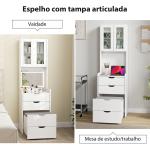 Toucador de Maquilhagem com Luzes LED de 3 Cores Espelho Rebatível e Banco Acolchoado 50x40x160 cm Branco