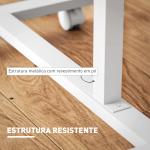 Mesa Auxiliar com Rodas Altura Ajustável Superfície Inclinável e Estrutura de Metal 57x40x67,5 - 101 cm Carvalho e Branco