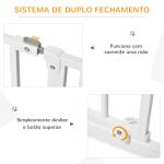 Barreira de Segurança para Cães Extensível para Escadas e Portas 75 - 115cm com 2 Extensões e 10 - 20cm Montagem a Pressão Aço Altura 76cm Branco