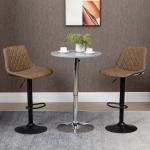 Conjunto de Bancos de Bar Estofados em PU Bancos Altos de Sala de Jantar com Altura Ajustável Assento Giratório e Apoio para os Pés Carga Máxima 120kg 46,5x51x86 - 106cm Marrom
