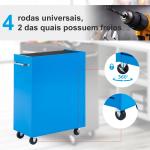Carrinho de Ferramentas para Oficina com Rodas e 5 Gavetas Fechadura e Alça Lateral 61,5x33x85 cm Azul