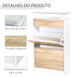 Sapateira de 2 Portas Sapateira Estreito para 12 Pares de Sapatos com Gaveta e Bancada de Vidro 60x24x105,5cm Branco