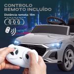 Carro Elétrico para Crianças Carro Audi Q8 Etron Sportback Infantil 12V Faróis Buzina e Música 98x49,5x43 cm Cinza