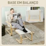 Poltrona com Otomano Poltrona de Leitura com Pernas de Madeira e Estofado em Linho 67x78x92 cm Creme