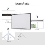 Tela de Projeção Dobrável 84 Polegadas Formato 4:3 com Altura Ajustável para Cinema em Casa Apresentações 180x203 cm Branco