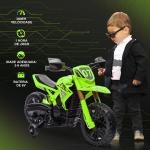 Mota Elétrica para Crianças Moto a Bateria para Crianças 6V com Rodas de Treino e Buzina 105x57x62 cm Verde