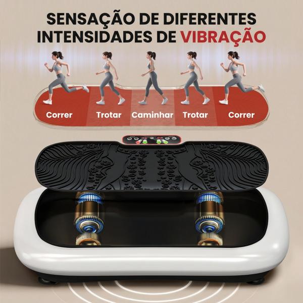 Plataforma Vibratória com 99 Níveis, Ecrã LED, Comando à Distância e 2 Bandas para Treino em Casa
