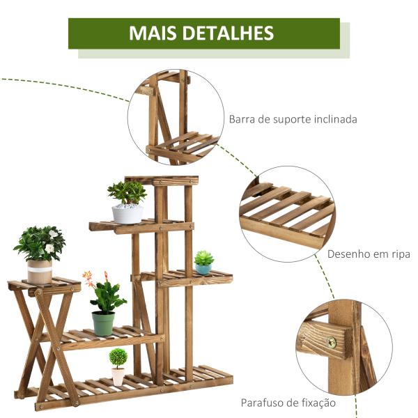 Suporte para Plantas Estante para Plantas de Madeira com 5 Níveis para Interior Exterior 98x28x95 cm Madeira