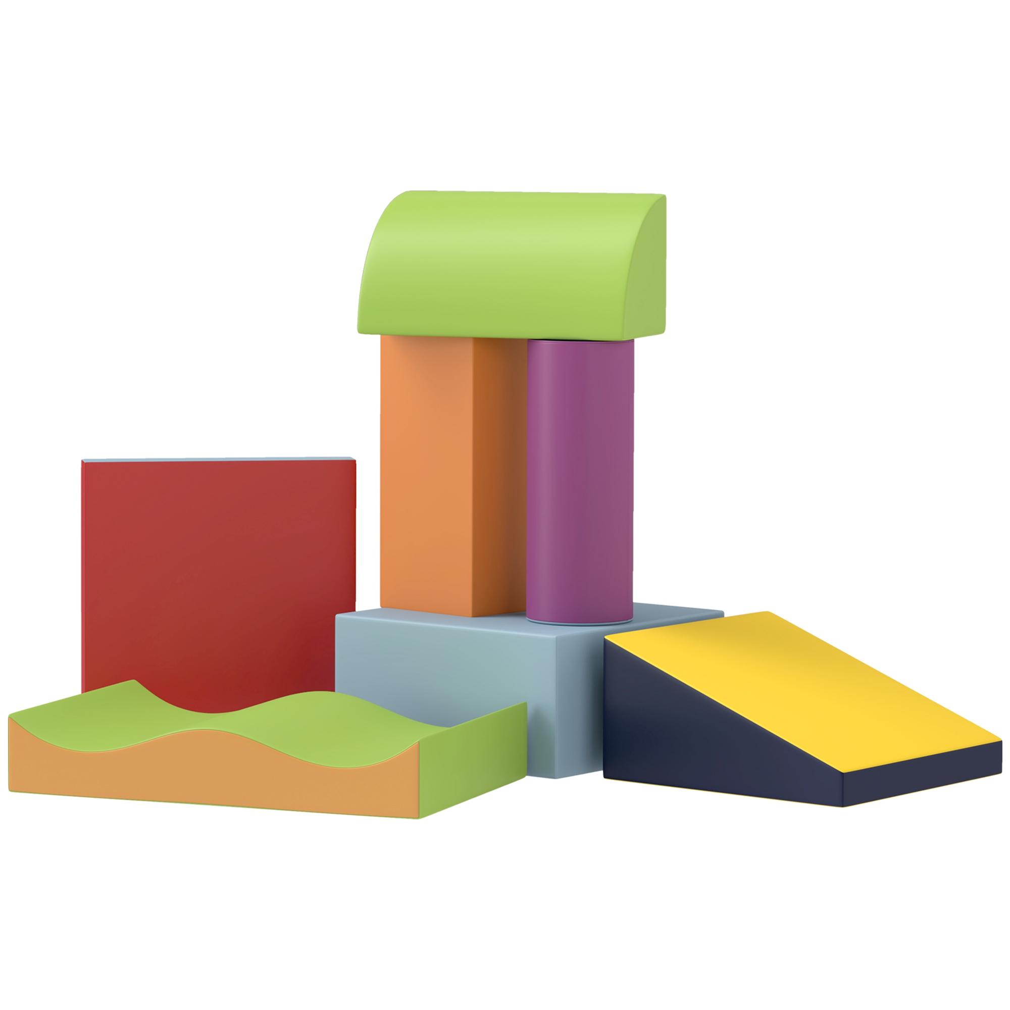 Conjunto de 7 Blocos de Espuma para Crianças 1 - 3 Anos, Blocos de Psicomotricidade e Construção, 60x40x11 cm, Multicolor