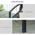 Banco Jardim Lounge Cadeira 2 Lugares Móveis para Jardim Exterior Terraço 2 Lugares Rattan Sintético Carga 320kg 122x60x87cm Estrutura Aço