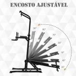 Estação de Musculação Torre de Treinamento Altura Ajustável com Barra de Flexões e Banco Dobrável para Fitness em Casa Academia Carga 150kg 99x178x230cm Preto