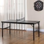 Mesa de Ping Pong Dobrável com Estrutura de Alumínio Portátil para Interior e Exterior 152x76x72 cm Preto