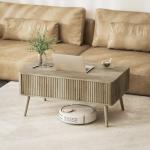 Mesa de Centro Elevatória com Compartimentos Ocultos de Armazenamento e Pés de Pinho 91x56x43 cm Carvalho