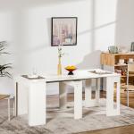Mesa de Jantar Extensível para 4 - 6 Pessoas com Lateral Abatível Mesa Auxiliar Multifuncional 180x85x75cm Branco