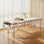 Marquesa de Massagem Dobrável e Portátil com Altura Ajustável e Apoio para a Cabeça 215x81x61 - 84 cm Branco