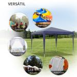 Tenda de Jardim Tenda de Exterior com Tubos de Aço e Cobertura de PE para Eventos Campismo Festas 293x293x252 cm Azul