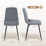 Conjunto de 4 Cadeiras de Jantar Modernas Cadeiras de Cozinha Estofadas em Veludo com Pés de Aço 45x54x87 cm Cinza