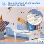 Cama para Crianças 143x74x59 cm Cama Infantil com Desenho em Estrelas Carga 50 kg para Dormitório Azul e Branco