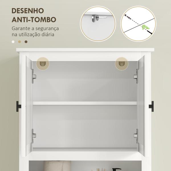 Móvel sobre Sanita Armário sobre Sanita com 2 Portas com Frente em Vime Compartimento e Prateleira Ajustável 60x19,5x160 cm Branco