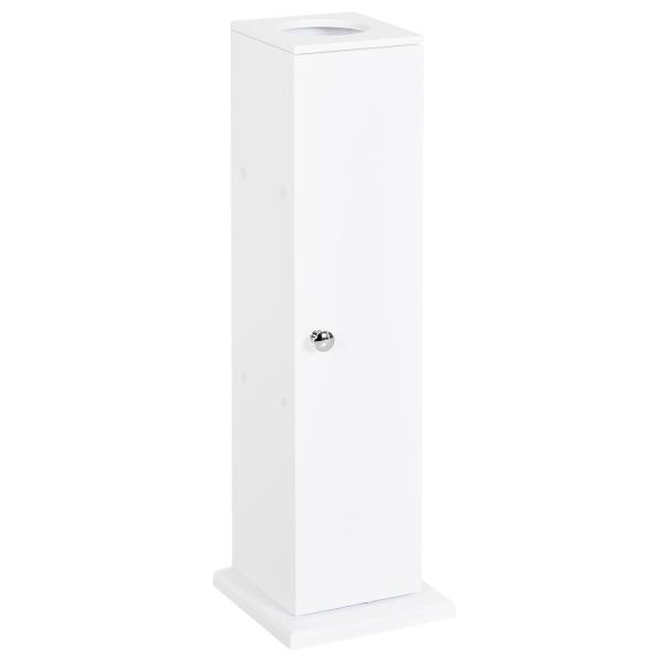 Armário de Casa de Banho Estreito com Orifício para Papel Higiénico e Prateleiras Estilo Moderno 19,5x19,5x65 cm Branco