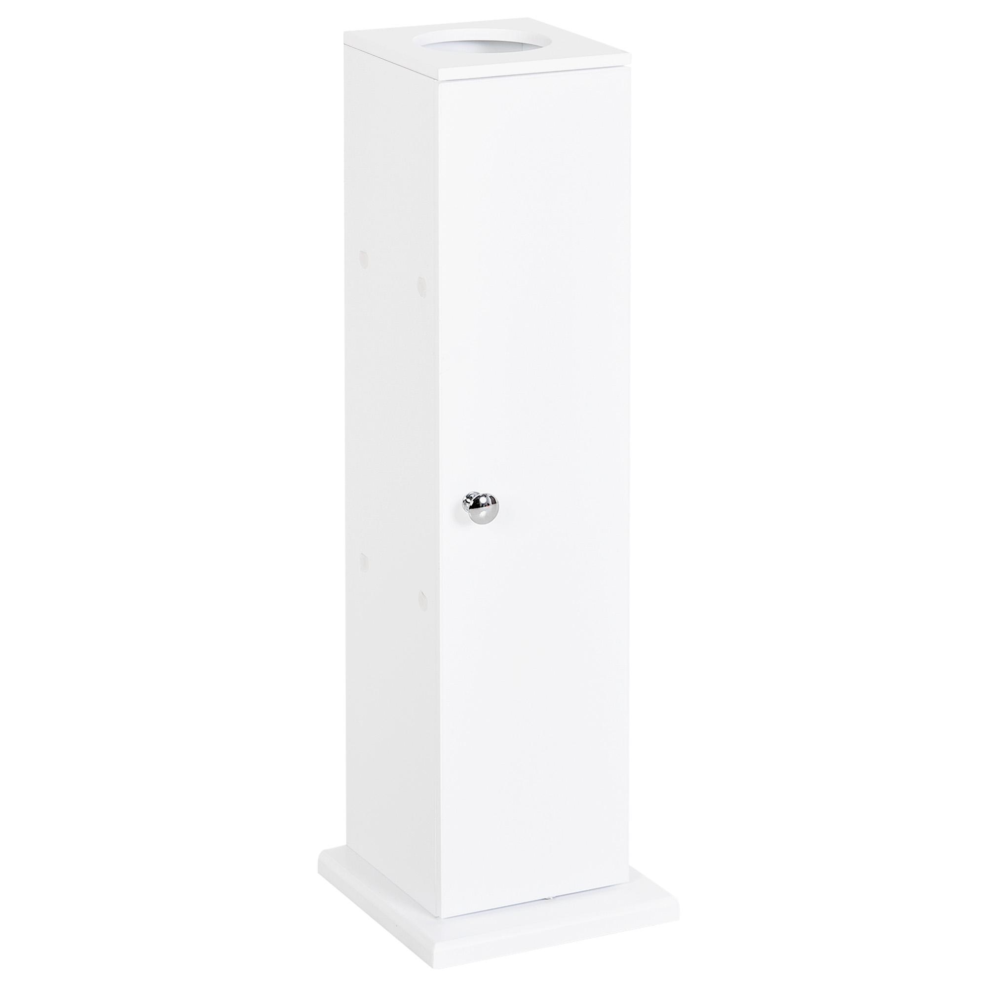 Armário de Casa de Banho Estreito com Orifício para Papel Higiénico e Prateleiras Estilo Moderno 19,5x19,5x65 cm Branco