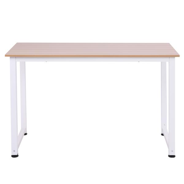 Secretária Moderna Mesa de Estudo com Estrutura de Aço e Pés Ajustáveis Mesa de Computador 120x60x76 cm Branco e Madeira