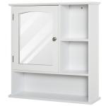 Gabinete de banheiro com grande espelho com prateleira ajustável interna e prateleiras abertas 60x18x63 cm Branco