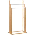 Toalheiro de Pé de Bambu com 3 Barras Toalheiro Independente de 3 Níveis para Casa de Banho 48x25,8x94cm Madeira