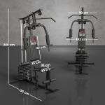 Máquina de Musculação com Pesos Ajustáveis de 45 kg, Press de Peito e Pernas, Polia, 135x103x200 cm, Preto