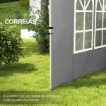 2 Paredes Laterais para Tenda de 3x3 / 3x4 m 295x195 cm Parede de Substituição de Tecido Oxford para Tendas Dobráveis Cinzento Claro
