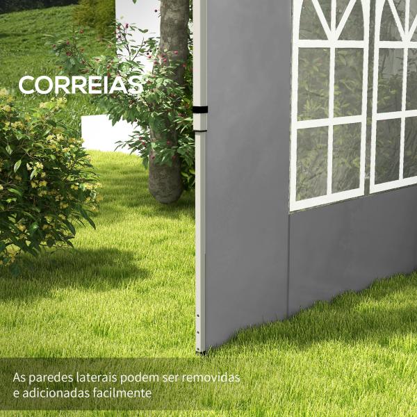 2 Paredes Laterais para Tenda de 3x3 / 3x4 m 295x195 cm Parede de Substituição de Tecido Oxford para Tendas Dobráveis Cinzento Claro