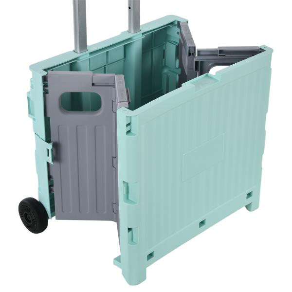 Carrinho de Armazenamento Dobrável Carrinho de Compras com 2 Rodas Capacidade 32L para Casa 41,5x32,5x85 cm Verde
