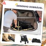 Carrinho para Cães Dobrável com Janelas de Malha Cinto de Segurança e Bolsos de Armazenamento 112x65x100 cm Cinzento