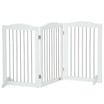 Barreira de Segurança para Cães Barreira de Segurança para Escadas e Portas Dobrável com Suporte de Pé 154x30x80cm Branco