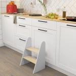 Banco para Crianças de 2 Degraus Torre de Aprendizagem Escada para Crianças acima de 3 Anos para Casa de Banho Cozinha 43x30x55 cm Branco