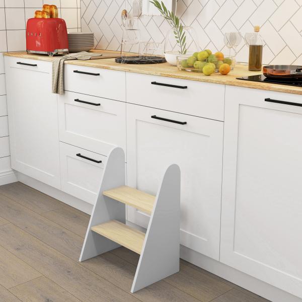 Banco para Crianças de 2 Degraus Torre de Aprendizagem Escada para Crianças acima de 3 Anos para Casa de Banho Cozinha 43x30x55 cm Branco
